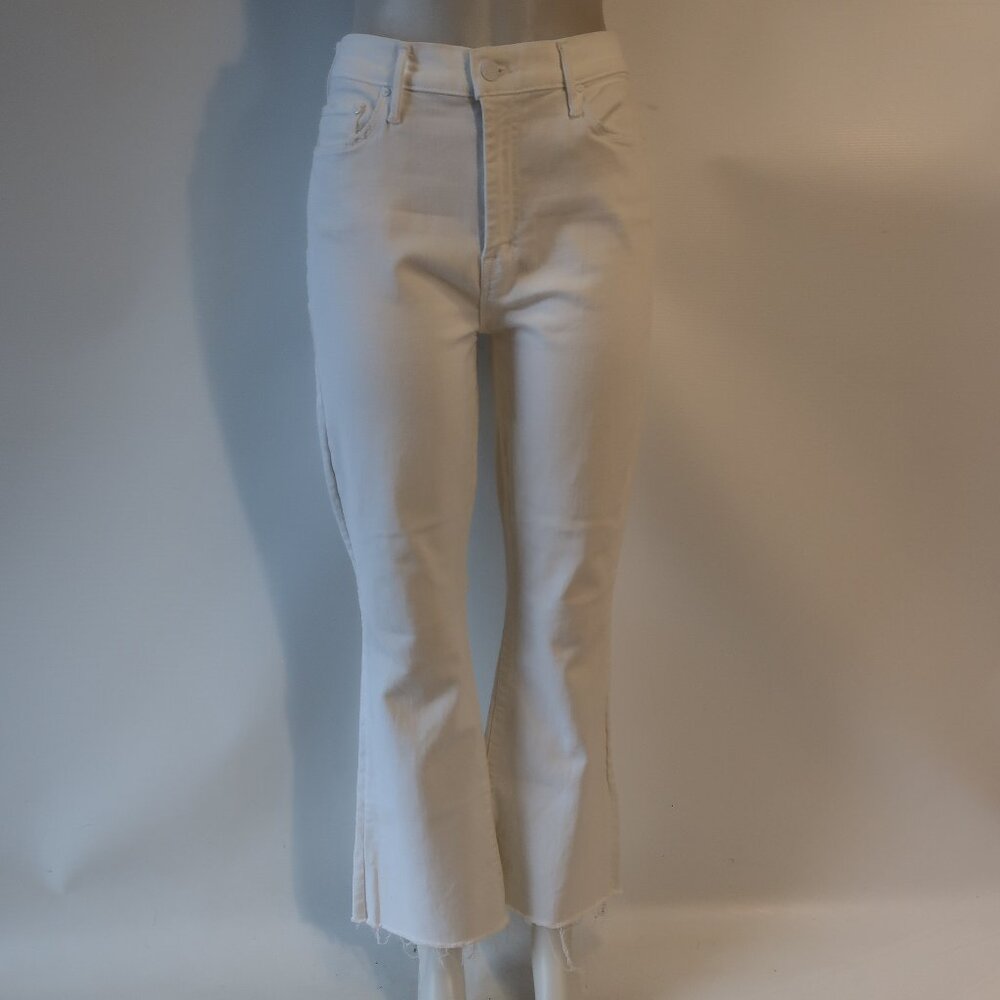 MOTHER Cream Flare Wide-Leg Jeans